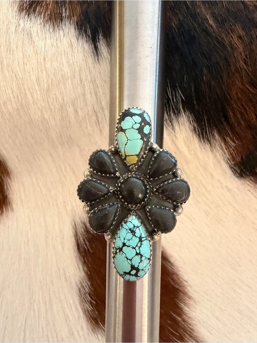 ❤️ High Grade Blue Moon Turquoise Sterling Silver ADJ Statement Ring 16.4 Grams